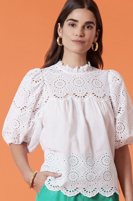 Hayley Eyelet Top, White