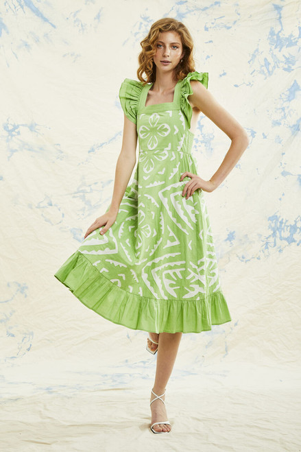 Arya Dress, Opaline Green/White