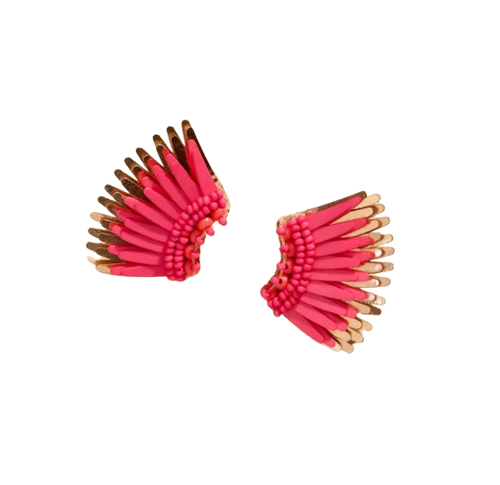 Micro Madeline Earrings, Hot Pink + Rose Gold