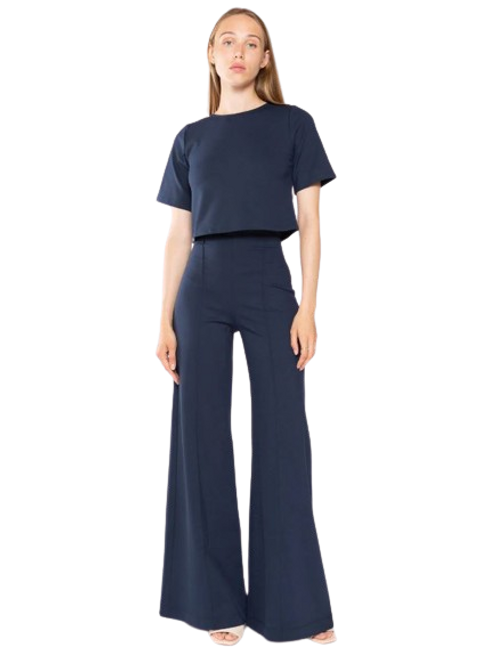 Ponte Wide Leg Pant, Navy