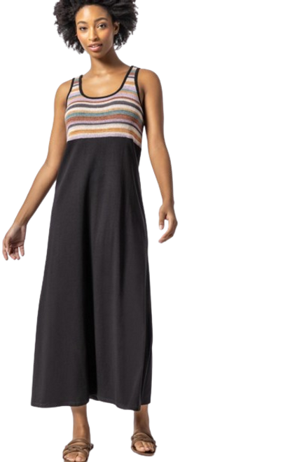Crochet Maxi Dress, Black Multi