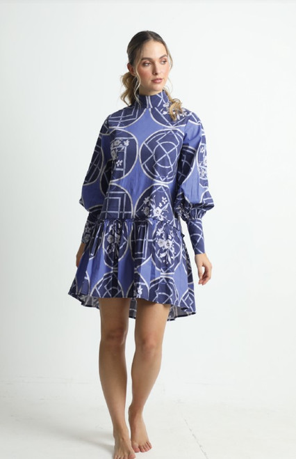 Fiona Mini Dress, Circles Blue