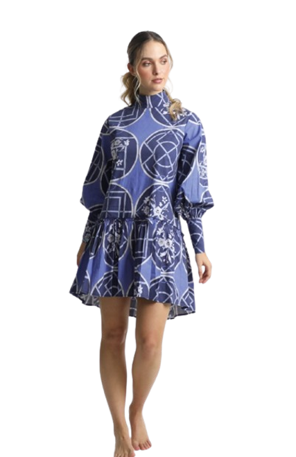 Fiona Mini Dress, Circles Blue