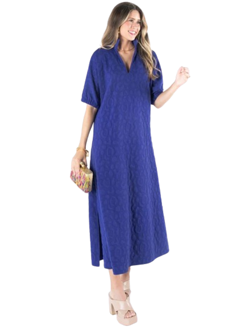 Poppy Maxi Dress, Royal Blue Cheetah