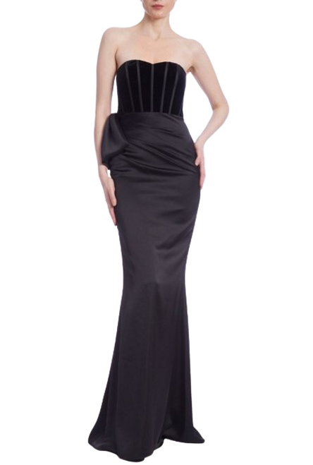 Velvet Corset Gown, Black