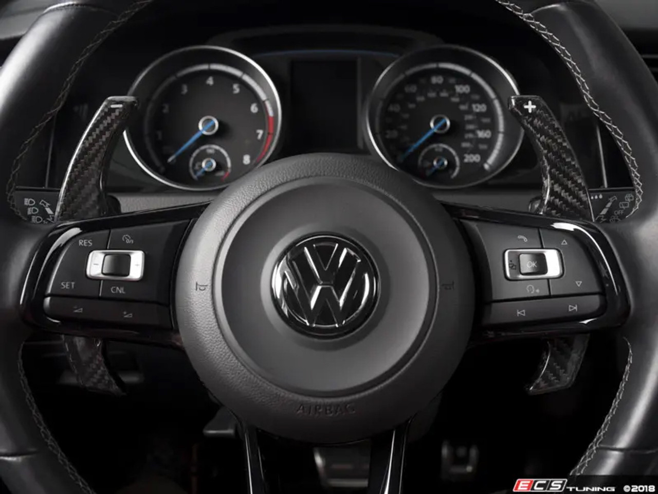 Real Carbon Fiber Paddle Shift Black / Red Fit For All Volkswagen