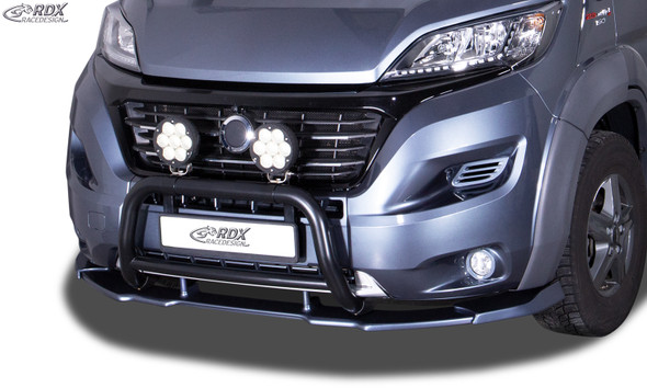 RDX Front Spoiler VARIO-X for FIAT Ducato (2014+), CITROEN Jumper (2014+), OPEL Movano (2021+), PEUGEOT Boxer (2014+), RAM ProMaster (2023+) (fit for models with wheel arch extensions, eG Maxi) Front Lip Splitter