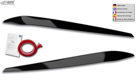 RDX Headlight Covers for VW Touran (1T (5T) / 2015-present) ONLY for LED Headlight, black highgloss