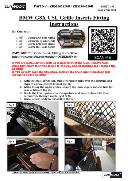 Zunsport BMW G8X M3 / M4 CS Front Grille Mesh Set (2020 -)