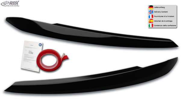 RDX Headlight Covers for VW Touran (1T (5T) / 2015-present) ONLY for Halogen Headlight, black highgloss