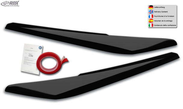 RDX Headlight Covers for AUDI Q2 (GA / 2016-2020) black highgloss