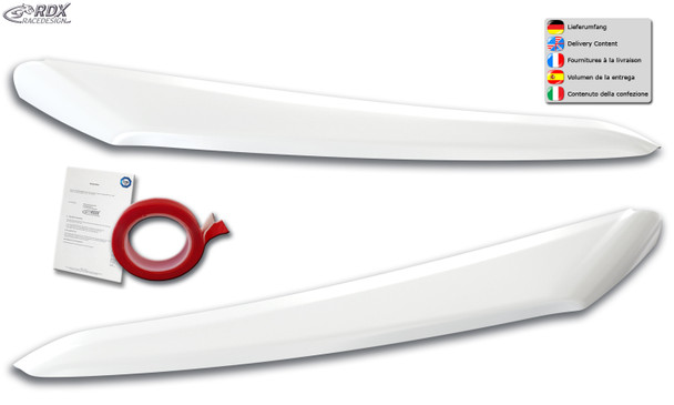 RDX Headlight Covers for FIAT Ducato (250 / 2013+) & CITROEN Jumper (Y, 250L / 2013+) & OPEL/VAUXHALL Movano (Y / 2021+) & PEUGEOT Boxer (Y / 2013+) & TOYOTA ProAce Max (T / 2024+) & RAM ProMaster (2013+) white highgloss
