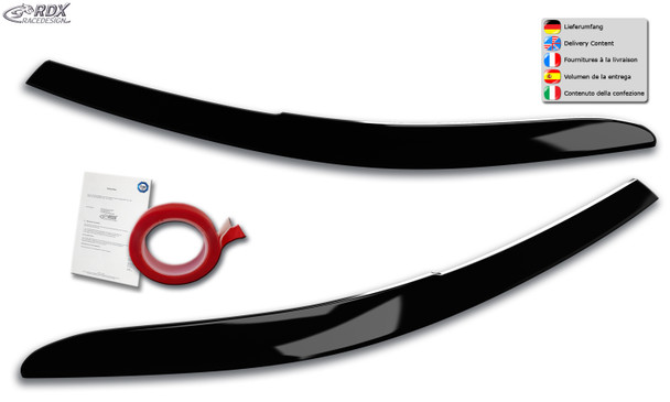 RDX Headlight Covers for VW Passat (B8) (3C / 2014-2023) black highgloss