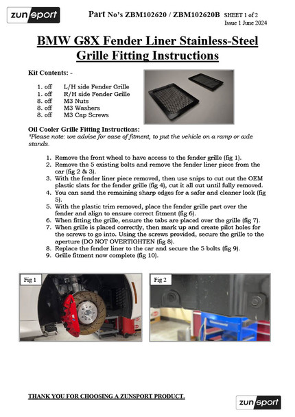 Zunsport BMW M2 G87, M3 G80 & M4 G82 Fender Grille Set - (2020 -)