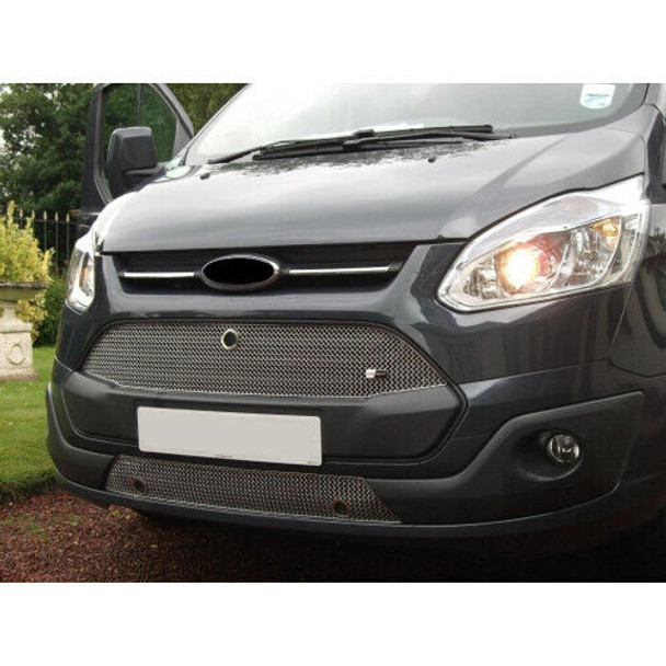 Zunsport Ford Transit Custom - Front Grille Set (Without Parking Sensors) - Silver finish (2013 - 2018)