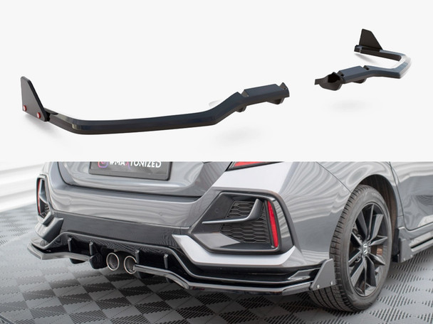 Maxton Design Rear Splitter V.1 (Vertical Bars) + Flaps Honda Civic Sport Mk10 Facelift