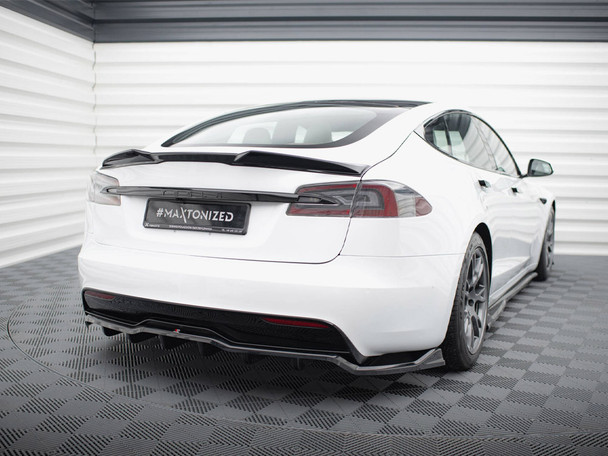 Maxton Design Rear Splitter (Vertical Bars) V.1 Tesla Model S Plaid Mk1 Facelift