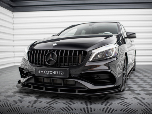 Maxton Design Street PRO Front Splitter + Flaps Mercedes-Benz A AMG-Line W176 Facelift