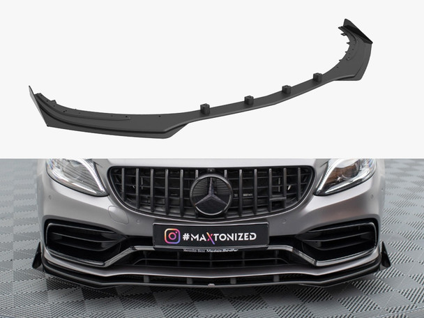 Maxton Design Street PRO Front Splitter + Flaps Mercedes-AMG C63 Sedan / Estate W205 Facelift