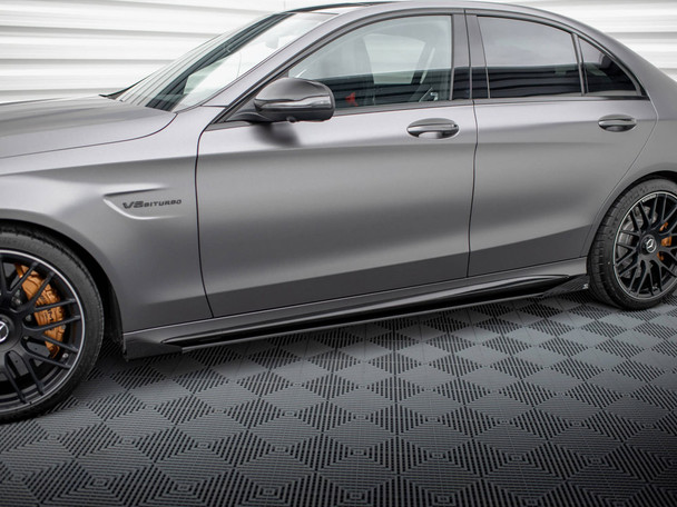 Maxton Design Street PRO Side Skirts Diffusers + Flaps Mercedes-AMG C63 Sedan / Estate W205 Facelift