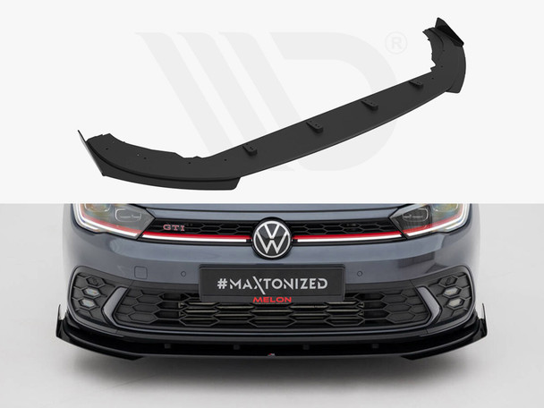 Maxton Design Street PRO Front Splitter + Flaps Volkswagen Polo GTI Mk6 Facelift