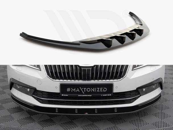 Maxton Design Front Splitter V.3 Skoda Superb Mk3 - Carbon Look