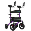ELENKER All-Terrain Upright Rollator Walker, Stand up Rolling Walker with Seat, 12” Non-Pneumatic Wheels, Compact Folding Design for Seniors, Purple