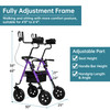 ELENKER All-Terrain Upright Rollator Walker, Stand Up Rolling Walker with 10’’Big PU Wheels and Adjustable Padded Armrests for Seniors from 4’8”to 6'4”, Purple