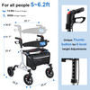 WALK MATE Rollator Walker for Seniors with Cup Holder, Upgraded Thumb Press Button for Height Adjustment, 4 x 8" Wheels Walker with Seat Padded Backrest Folding Lightweight Walking Aid, Silver