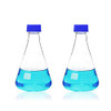 ULAB Scientific Erlenmeyer Flasks with Blue Screw Cap, 34oz 1000ml, 3.3 Borosilicate with Printed Graduation, Pack of 2, UEF1021