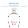 StonyLab Borosilicate Glass 500ml Heavy Wall Conical Separatory Funnel with 24/29 Joints and PTFE Stopcock - 500ml