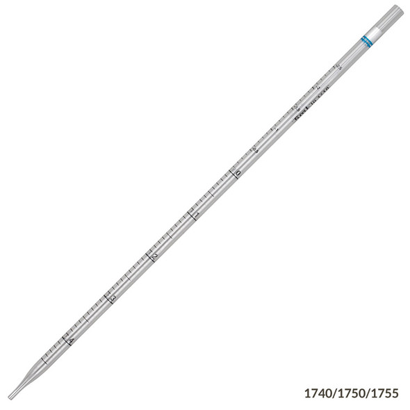 Serological Pipette, 5mL, PS, Standard Tip, 342mm, STERILE, Blue Band, Individually Wrapped, 250/Dispenser Box