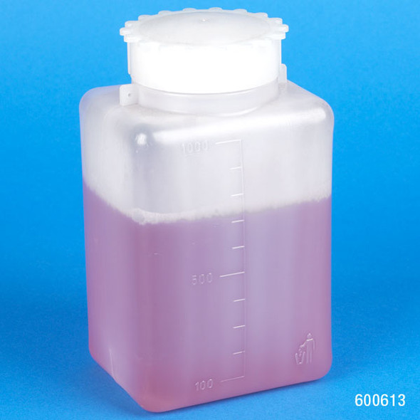 Bottle with Screwcap, Wide Mouth, Square, Graduated, PE (Cap: PP), 1000mL