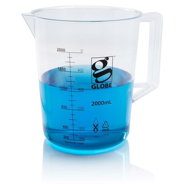 Beaker with Handle, Diamond Essentials, Low Form, Printed Graduations, PMP, 2000mL, 1/Bag