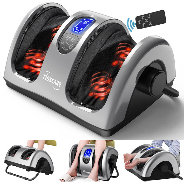 TISSCARE Shiatsu Foot Massager for Circulation and Pain Relief, Foot Massage Machine for Plantar Fasciitis Relief, Relaxation-Massage Foot, Leg, Calf, Ankle with Deep Kneading Heat Therapy