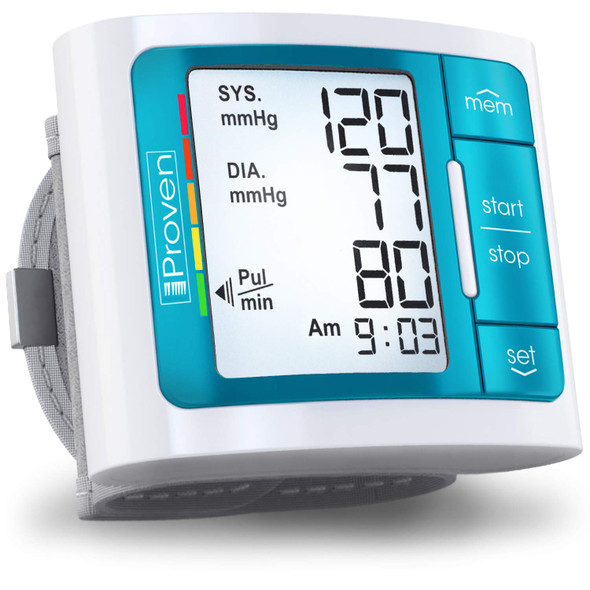 iProven Blood Pressure Monitor - Large Screen with Backlight - 60-Reading Memory - Blood Pressure Cuff for Wrist - Batteries Included - BPM-337BLU