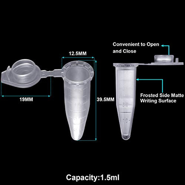 0.2ml,0.5ml,1.5ml Polypropylene Graduated Microcentrifuge Tubes with Snap Cap,Natural(300 of Each Capacity)