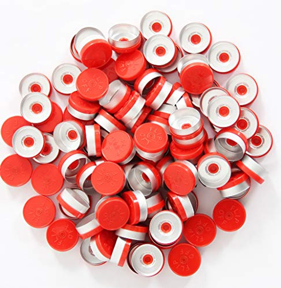 20mm Flip Off Caps-100 Pcs Aluminum-Plastic Red Flip Off Caps for Glass Vial