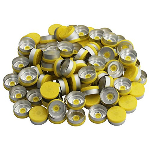 20mm Flip Off Caps-100 Pcs Aluminum-Plastic Yellow Flip Off Caps for Glass Vial