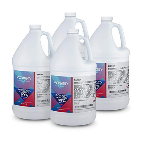 Isopropyl Alcohol 99% (IPA) - USP-NF Medical Grade Concentrated Rubbing Alcohol - Made in USA - 128 Fl Oz/Gallon (4 Pack)