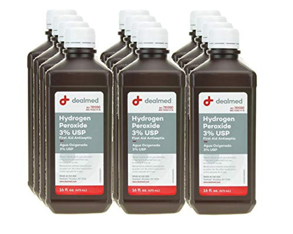 Dealmed Hydrogen Peroxide 3% USP, First Aid Antiseptic, 16 fl. oz, (12 pk.)