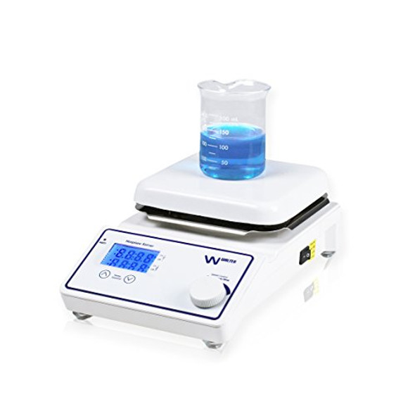 Parco Scientific P1007-HS Digital Hotplate Magnetic Stirrer w/Ambient - 380°C Temperature Range, 6.5" x 6.5" Ceramic Coated Plate, LCD Display, and 2 Magnetic Stir Bars