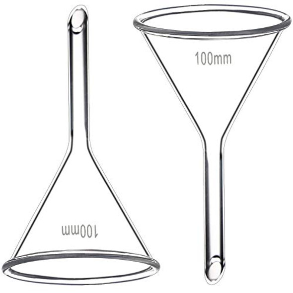 100mm Glass Funnel, Short Stem, Borosilicate Glass, Heavy Wall, Karter Scientific 213V12 (Pack of 2)