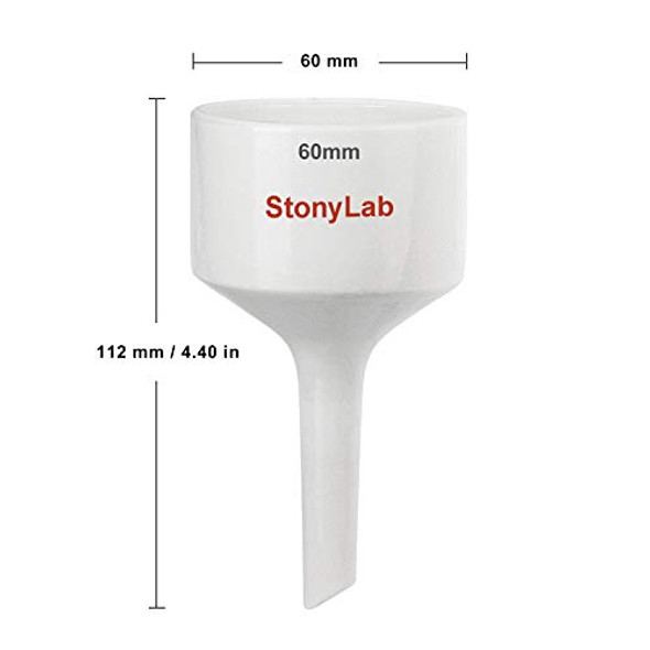 StonyLab Porcelain Buchner Funnel 60 mm, Porcelain Buchner Filter Funnel OD 6 cm ID 5.7 cm for Laboratory