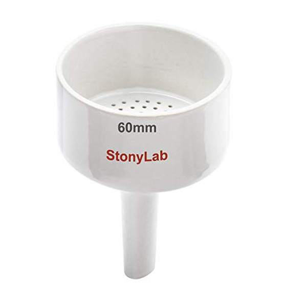 StonyLab Porcelain Buchner Funnel 60 mm, Porcelain Buchner Filter Funnel OD 6 cm ID 5.7 cm for Laboratory