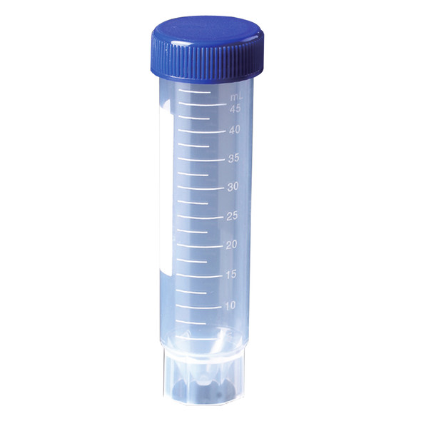 50ml PP centrifuge tube, free standing, flat screw cap, 25/sterile bag, 500/cs