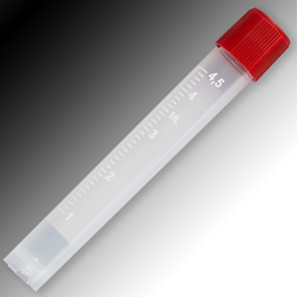 Sample Tube, 5mL, External Threads, PP, White Graduations & Marking Area, Round Bottom, Self-Standing