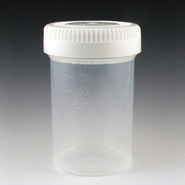 Container: Tite-Rite, 90mL (3oz), PP, 48mm Opening, Graduated, with Separate White Screwcap