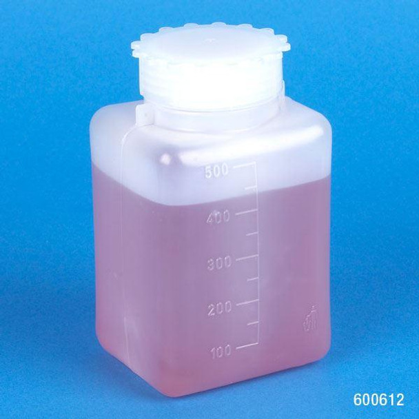 Bottle with Screwcap, Wide Mouth, Square, Graduated, PE (Cap: PP), 2000mL, 20/Bag, 2 Bags/Unit