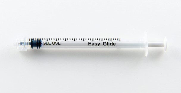 Easy Glide 1ml 1cc Sterile Syringe Luer Lock Tip, No Needle, Pack of 100